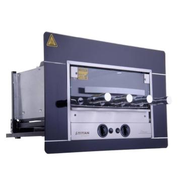 Imagem de Churrasqueira a Gás de Embutir Titan Titanium Preto 4 Espetos Rotativos 127V