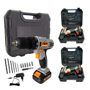 Imagem de Kit 3 Furadeira Parafusadeira à Bateria 12V com Maletas e Acessórios F