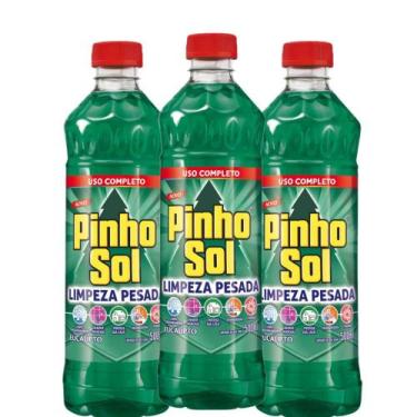 Imagem de Kit com 3 Limpador Diluível Pinho Sol Limpeza Pesada Eucalipto 500ml C