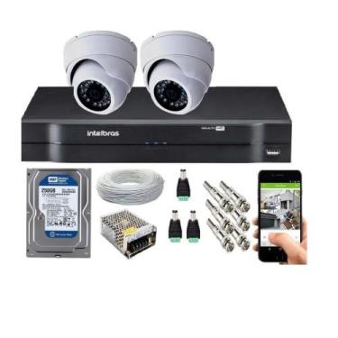 Imagem de Kit Cftv 2 Câmeras Segurança Dome Ir Dvr Mhdx Intelbras C/Hd