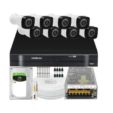 Imagem de Kit 8 Cameras Segurança Full Hd 1080p Dvr Intelbras 8ch