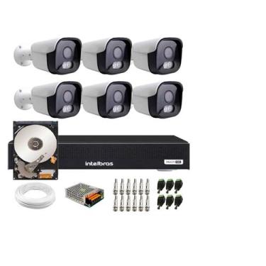 Imagem de Kit 6 Câm Segurança Full Hd Full Color Dvr 8ch Intelbras Hd 500gb