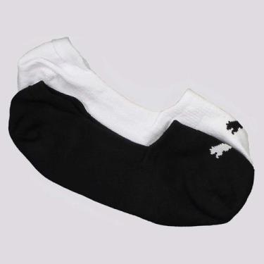Imagem de Kit Meia Puma Sapatilha 2 Pares Branca e Preta, 39-43