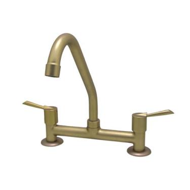 Imagem de Torneira Misturador Cozinha Bancada Mesa Alavanca Dourado Fosco Metal 