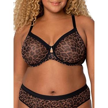 Imagem de Curvy Couture Malha transparente feminina, cobertura total sem forro, suporte sexy plus size, Designer Leo, 46D