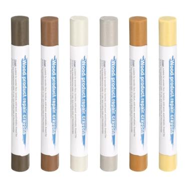 Imagem de HARFINGTON Bastões de enchimento de madeira, 6 cores, cera de madeira, retoque de móveis, giz de cera para reparo de móveis, amarelo espanhol claro, amarelo faia, amarelo terra claro, chá escuro,
