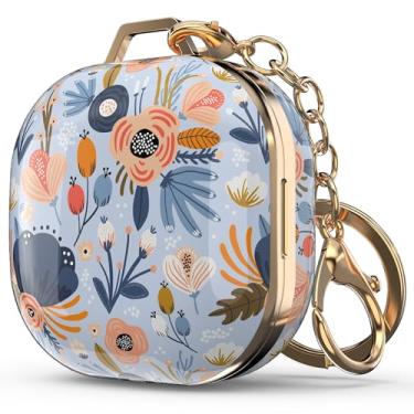 Imagem de Wenew Capa para Galaxy Buds 2/Pro/Live, capa dura com estampa fofa com clipe de chaveiro para meninas/crianças/mulheres/homens (azul)