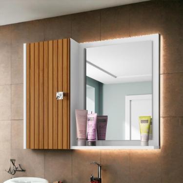 Imagem de Espelheira e Armário Gênova Branco Ripado Bechara