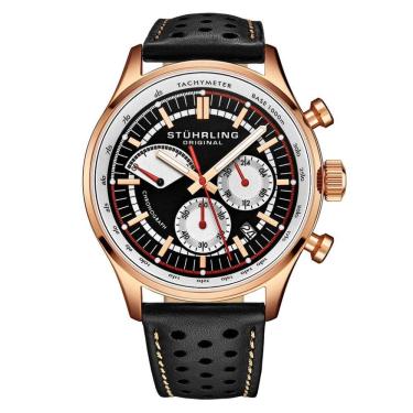 Imagem de Relógio Masculino Stuhrling Monaco 934 Quartzo 42mm com Cronográfo, Preto e Ouro Rosa