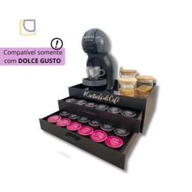 Imagem de Bandeja 2 Gavetas Porta Cápsulas Espelhada Dolce Gusto Preta Cantinho 