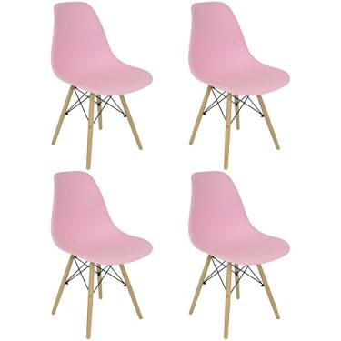 Imagem de Kit 4 Cadeiras Charles Eames Eiffel Wood Design Rosa - Lianto Decor