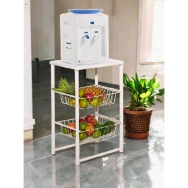 Imagem de Fruteira Aço Branca Cozinha Suporte Bebedouro Resistente - Casa Roma