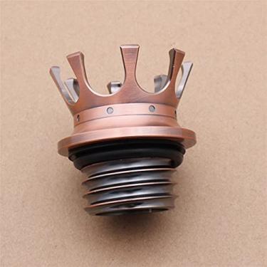 Imagem de Tampa de combustível para motocicleta tampa de gás estilo coroa rei tampa de tanque de combustível para Sportster 883 1200 Road King Dyna FLST 1996-18 Softail (marrom)