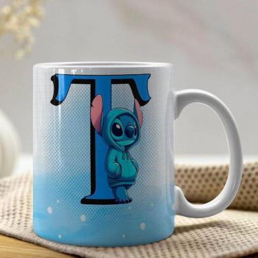 Imagem de Caneca De Porcelana Stitch Letras A-z 325ml Azul T