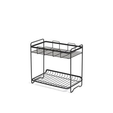 Imagem de Larbay Rack pequeno para balcão, organizador de bancada sem necessidade de montagem - metal preto, 2 camadas