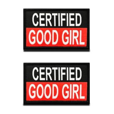 Imagem de 2 peças de patch tático certificado Good Girl, adesivos engraçados para meninas com fecho de gancho e laço para prender a meninas, roupas femininas, bonés de jeans, mochilas, bolsas, coletes de