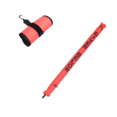 Imagem de simhoa Bóia do marcador de superfície de mergulho, alta visibilidade com gancho rotativo, SMB de mergulho profissional, tubo de sinal de mergulho para, Vermelho Fluorescente