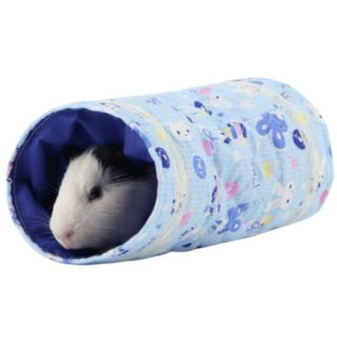 Imagem de Túnel de esconderijo de animais pequenos dobrável para animais de estimação, tubo de túnel de brinquedo para coelho anão, hamster, porquinho-da-índia, chinchila, açucareiro, ouriço (azul)