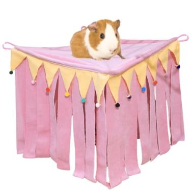 Imagem de Copfeu Esconderijo de porquinho-da-índia, esconderijo para porquinho-da-índia, acessórios de gaiola para porquinho da índia, coelho, hamster, chinchila, coelho sem cercas de metal (rosa, pequeno)