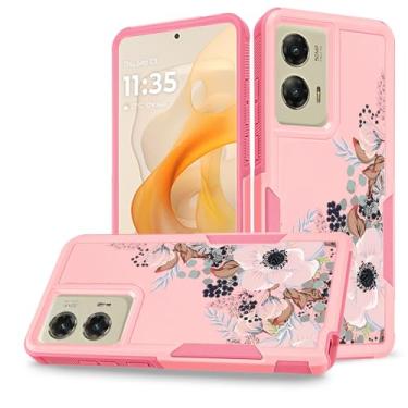 Imagem de Govmeie Capa de camada dupla com design de flores florais fofas para Moto G Stylus 5G 2024 - Capa rígida de policarbonato híbrido à prova de choque com listras laterais antiderrapantes e proteção