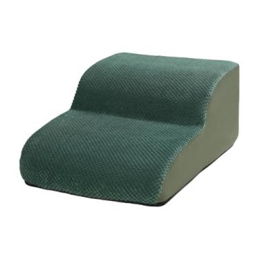 Imagem de Ioensy Escadas de cachorro para cães pequenos, 2 degraus com tampa lavável, rampa de animais, macio, escada de estimação degraus para animais de estimação, Verde