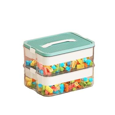 Imagem de Lego Box Organizador de Brinquedos Blocos de Construção Recipientes de Armazenamento com Compartimentos e Tampas Compartimento para Peito Empilhável de Plástico Infantil Infantil (Verde Oliva 2