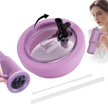 Imagem de Tampa de substituição para copo Stanley de 1,134 g com canudo de silicone macio, à prova de vazamento, tampa à prova de derramamento para copo Stanley, capa de canudo flip de substituição compatível