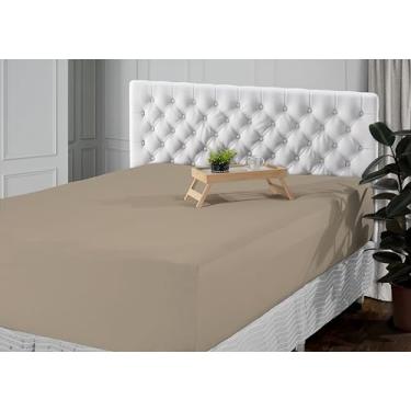 Imagem de Lençol Avulso com Elástico 400 Fios Micropercal Premium, Toque Acetinado e Proteção Antialérgica | Disponível King, Queen, Casal e Solteiro (Caqui, Queen)