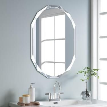 Imagem de GOAND Espelho de parede prateado - borda chanfrada espelho sem moldura para banheiro, penteadeira, quarto, espelhos retangulares (19,5 x 27,15 cm)