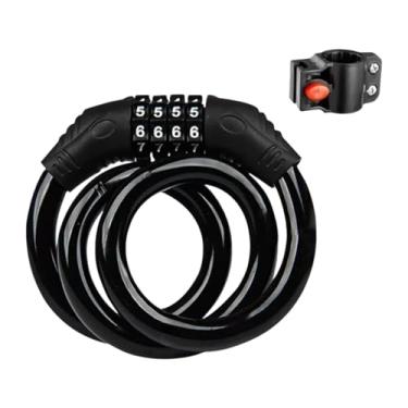 Imagem de oshhni Código de bicicleta de 4 dígitos Bloqueio de cabo de trava resetável Bloqueio de combinação portátil de bicicleta portátil para bicicleta de bicicleta, com Rack de Bloqueio