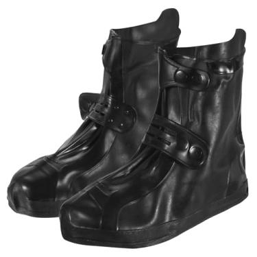 Imagem de PATIKIL Capa de sapato de silicone impermeável XXL, 1 par reutilizável antiderrapante galochas protetor de bota de neve para homens e mulheres chuva ao ar livre, preto