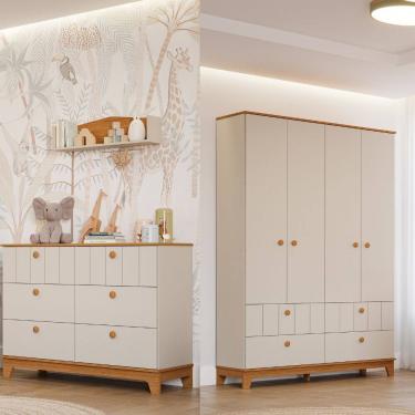 Imagem de Quarto Infantil com Guarda Roupa e Cômoda MDF Liza Permobili