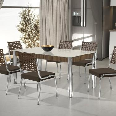 Imagem de Conjunto Sala De Jantar Mesa Retangular Com 6 Cadeiras Natani