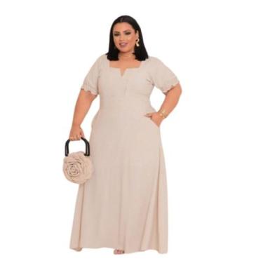 Imagem de Vestido Longo Feminino Plus Size Moda Evangélica - verde menta terraco