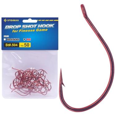 Imagem de XFISHMAN Ganchos Drop-Shot-Shot-for-Bass-Fishing-Split-Shot-Dropshot-Hook-50 Pack (Vermelho, #2)