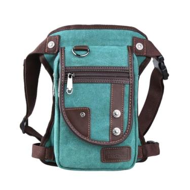 Imagem de Bolsa de perna de lona, bolsa de coxa de motocicleta com vários bolsos, 15 x 7 x 26,6 cm, Azul, 6 Inches X 2.8 Inches X 10.5 Inches, Pochete de lona