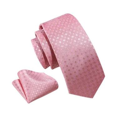 Imagem de Conjunto de Abotoaduras e Gravata Masculina - Seda Pêssego Coral Rosa 