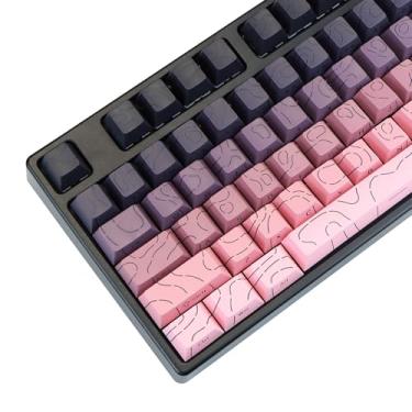 Imagem de MOLGRIA Contorno de teclas de linha, conjunto de 98 teclas personalizadas PBT Cherry Profile Double-Shot Light Shine-Through com impressão de face sul para teclado mecânico de jogos layout ANSI