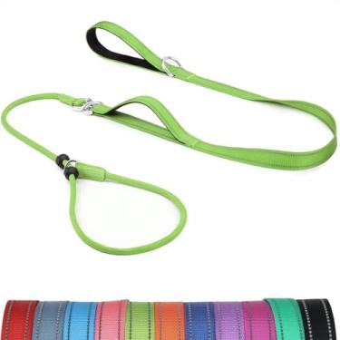 Imagem de Erbine Coleira antiderrapante de 1,8 m, coleira antiderrapante para cães com alça dupla acolchoada, guia de treinamento de nylon reflexivo para cães pequenos e médios, verde