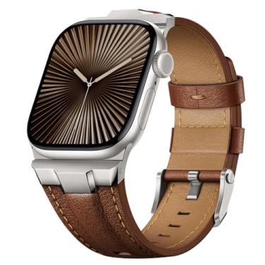 Imagem de Suitisbest Pulseiras de couro compatível com Apple Watch Ultra de 49 mm, 46 mm, 45 mm, 44 mm e 42 mm, pulseira de couro genuíno para iWatch séries 11, 10, 9, 8, 7, 6, 5, 4, 3, 2, 1, SE 3 2 1, Ultra 3