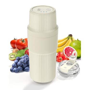 Imagem de Liquidificador de smoothie portátil, liquidificador pessoal para vitaminas, motor 7,4 V, 10 lâminas, copo de aço inoxidável, recarregável com USB-C, fácil de limpar, tampa de viagem, manter frio 24