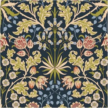 Imagem de Blooming Wall DPYD21-A William Morris Tulipas Harebells Folha Texturizada Papel de Parede Autoadesivo Pré-colado