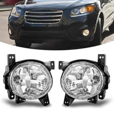 Imagem de OKSIWA Faróis de neblina compatíveis com Hyundai Santa Fe 2010 2011 2012, substituição das lâmpadas de neblina do para-choque dianteiro com chicote de fiação, lente transparente