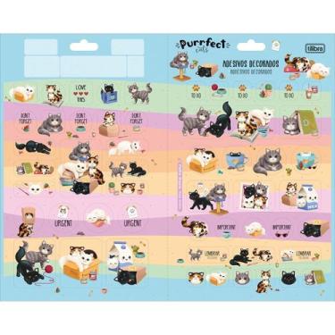 Imagem de Adesivo Duplo Decorado Gatinhos Purrfect Cats Fofo Infantil Kawaii 1 U