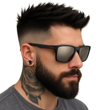 Imagem de Óculos De Sol Masculino Vintage Square Polarizado Texturizado Com Prot