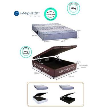 Imagem de Conjunto Colchão Casal Viúva Sankonfort Protege + Cama Box Baú Reforça