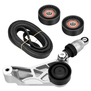 Imagem de Kit de acionamento de correia serpentina do motor com tensor e polia intermediária compatível com Jeep Wrangler JK 3.6L 2012-2018, substitui # 04627038AA 4627038AA 39415 K060876 4627039AA
