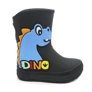 Imagem de Galocha Infantil Plugt Acqua Dino Preto Menino Leve Confortável e Impe