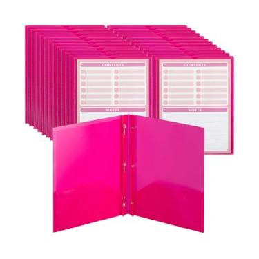 Imagem de Mr. Pen - Pastas de plástico com bolsos e pontas, pacote com 24, tamanho carta, magenta, pastas de plástico flexível com pontas, bolso frontal transparente e compartimento para cartão