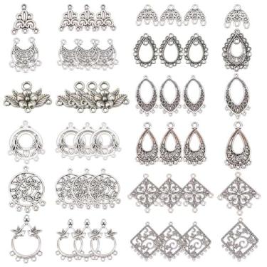 Imagem de SUNNYCLUE 1 caixa, 48 peças, 12 estilos, flor tibetana, lustre, conector, pingente, achados, chapéu de gota, componentes ovais, elos para brinco e pingente, bronze antigo